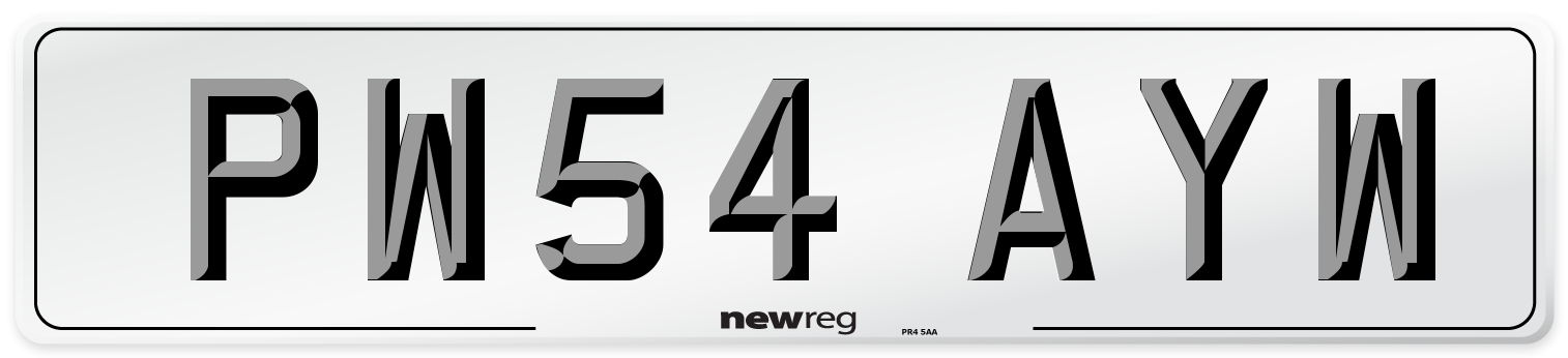 PW54 AYW Number Plate from New Reg